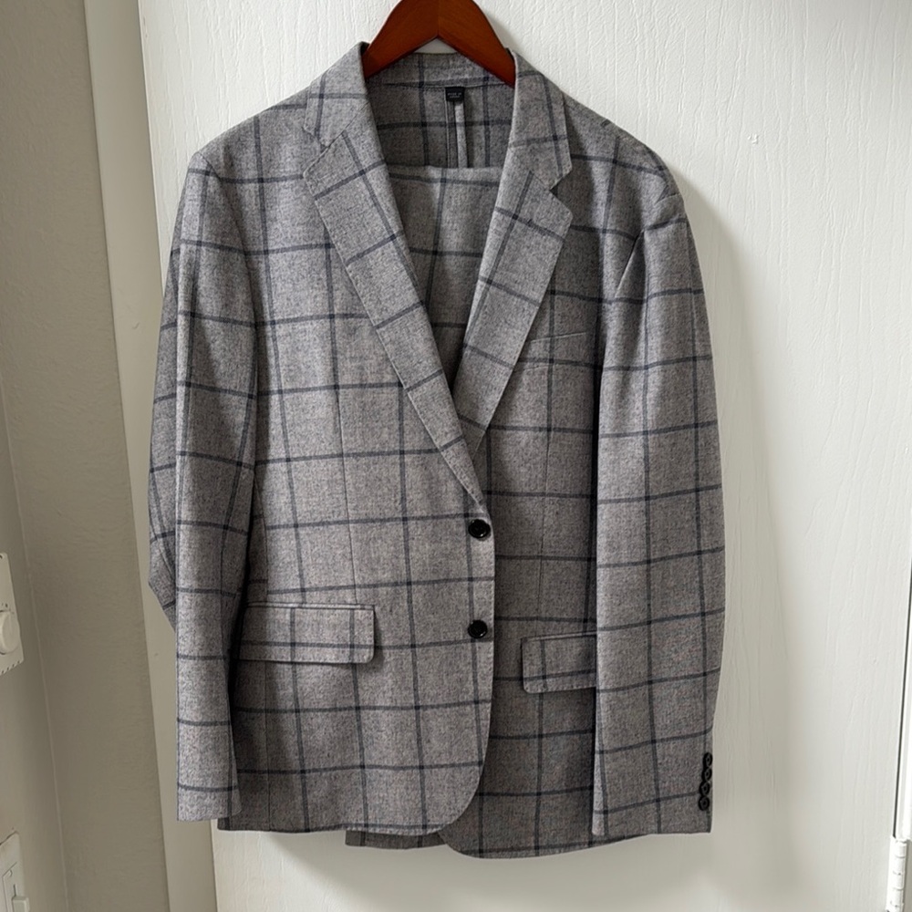J. Crew Gray Sport Coat with Windowpane Pattern